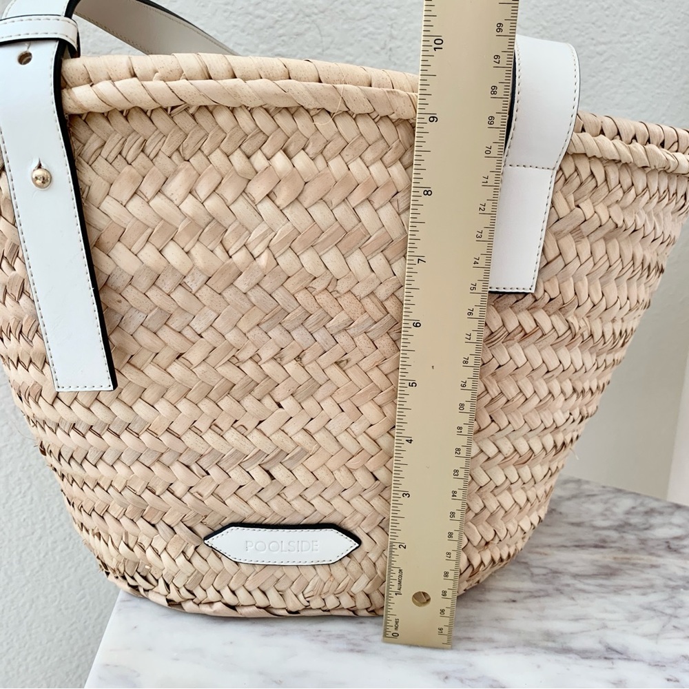 🏝️ POOLSIDE Essaouira Small White Real Leather Straw Basket Bag - Picture 16 of 16
